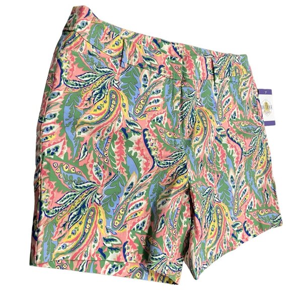 Talbots Womens 12 Petite Perfect Short Chino Botanical Paisley Pockets Stretch - Picture 5 of 15